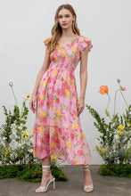 Load image into Gallery viewer, Floral Scoop Neck Smocked Maxi Dress