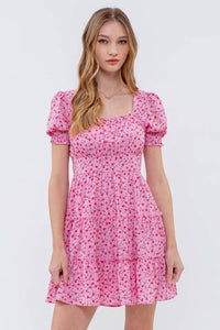 Blossom Print Tiered Mini Dress