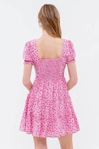 Blossom Print Tiered Mini Dress