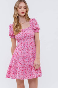 Blossom Print Tiered Mini Dress