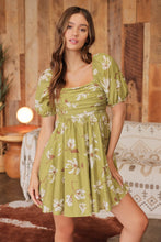 Load image into Gallery viewer, Floral Pleated Puff Sleeve Mini Dress
