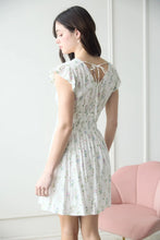 Load image into Gallery viewer, Floral V-neck Short Sleeve Shirred Waist Mini Dress