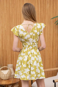 Smocked Waist Floral Mini Dress