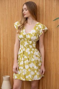 Smocked Waist Floral Mini Dress