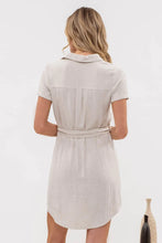 Load image into Gallery viewer, Collar Button-down Belted Mini Dress