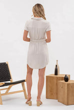 Load image into Gallery viewer, Collar Button-down Belted Mini Dress