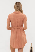 Load image into Gallery viewer, Collar Button-down Belted Mini Dress