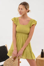 Load image into Gallery viewer, Smocked Bodice Ruffle Mini Dress