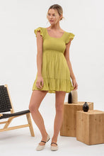 Load image into Gallery viewer, Smocked Bodice Ruffle Mini Dress