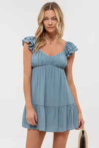 Ruched Bust Ruffle Mini Dress