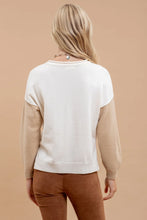 Load image into Gallery viewer, Color Block Raw Edge Long Sleeve Knit Sweater
