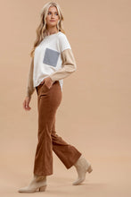 Load image into Gallery viewer, Color Block Raw Edge Long Sleeve Knit Sweater