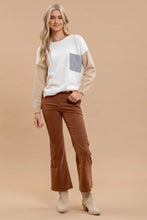 Load image into Gallery viewer, Color Block Raw Edge Long Sleeve Knit Sweater