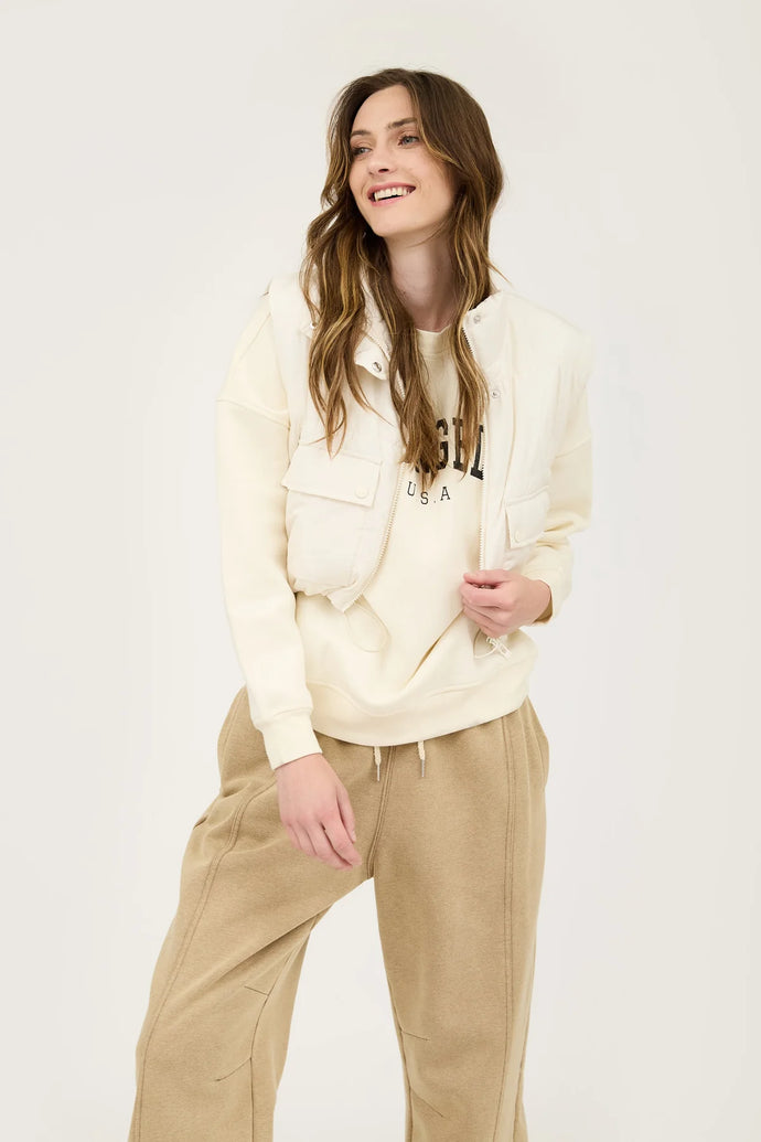 Cropped Zip up Cargo Puffer Vest