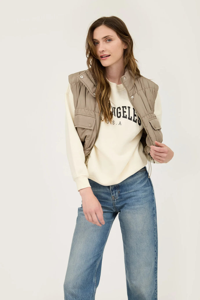 Cropped Zip up Cargo Puffer Vest