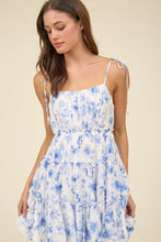 Load image into Gallery viewer, Floral Spaghetti Strap Back Tie Tiered Mini Dress