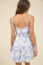 Load image into Gallery viewer, Floral Spaghetti Strap Back Tie Tiered Mini Dress