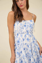 Load image into Gallery viewer, Floral Spaghetti Strap Back Tie Tiered Mini Dress