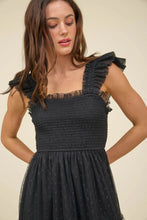 Load image into Gallery viewer, Polka Dit Chiffon Smocked Ruffle Detail Mini Dress