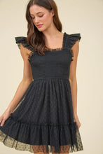 Load image into Gallery viewer, Polka Dit Chiffon Smocked Ruffle Detail Mini Dress