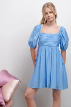 Load image into Gallery viewer, Pleated Detail Puff Sleeve Mini Dress