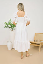 Load image into Gallery viewer, Pleated Empire Waist Puff Sleeve Midi Dress
