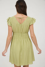 Load image into Gallery viewer, V-neck Shirred Waist Ruffle Sleeve Mini Dress