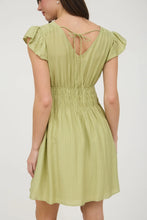 Load image into Gallery viewer, V-neck Shirred Waist Ruffle Sleeve Mini Dress
