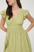 Load image into Gallery viewer, V-neck Shirred Waist Ruffle Sleeve Mini Dress