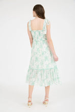 Load image into Gallery viewer, Floral Smocked Sweetheart Ruffle Trim Midi Dress
