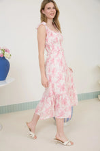 Load image into Gallery viewer, Floral Smocked Sweetheart Ruffle Trim Midi Dress