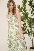 Load image into Gallery viewer, Rose Print Sleeveless Corset Detail Midi Dress
