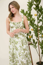 Load image into Gallery viewer, Rose Print Sleeveless Corset Detail Midi Dress