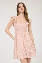 Load image into Gallery viewer, Floral Trellis Pattern Smocked Mini Dress
