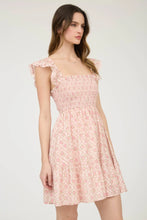 Load image into Gallery viewer, Floral Trellis Pattern Smocked Mini Dress
