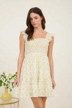 Load image into Gallery viewer, Floral Trellis Pattern Smocked Mini Dress