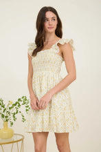 Load image into Gallery viewer, Floral Trellis Pattern Smocked Mini Dress