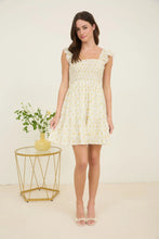 Load image into Gallery viewer, Floral Trellis Pattern Smocked Mini Dress