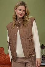 Load image into Gallery viewer, Tie Detail Snap Button-down Quilted Puffer Vest