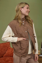 Load image into Gallery viewer, Tie Detail Snap Button-down Quilted Puffer Vest
