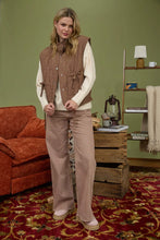 Load image into Gallery viewer, Tie Detail Snap Button-down Quilted Puffer Vest