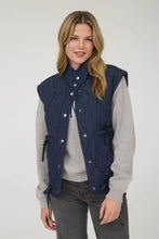 Load image into Gallery viewer, Tie Detail Snap Button-down Quilted Puffer Vest