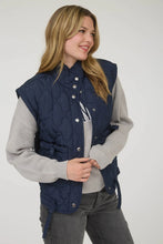Load image into Gallery viewer, Tie Detail Snap Button-down Quilted Puffer Vest