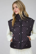 Load image into Gallery viewer, Polka Dot Bow Pattern Zip-up Puffer Vest