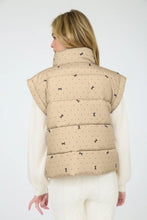Load image into Gallery viewer, Polka Dot Bow Pattern Zip-up Puffer Vest