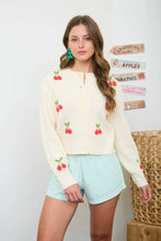 Load image into Gallery viewer, Crochet Cherry Detail Button-down Knit Cardigan