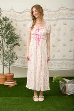 Load image into Gallery viewer, Floral Tile Print Contrast Tie Detail Midi Dress