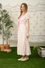 Load image into Gallery viewer, Floral Tile Print Contrast Tie Detail Midi Dress