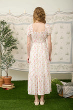 Load image into Gallery viewer, Floral Tile Print Contrast Tie Detail Midi Dress