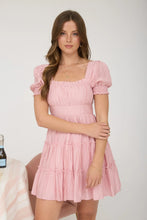 Load image into Gallery viewer, Square Neck Ruffle Detail Tiered Mini Dress